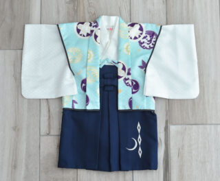 1歳着物7（白×水色×紺袴）