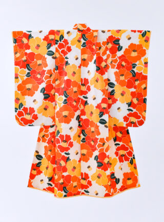 7歳着物A-7(椿 オレンジ)